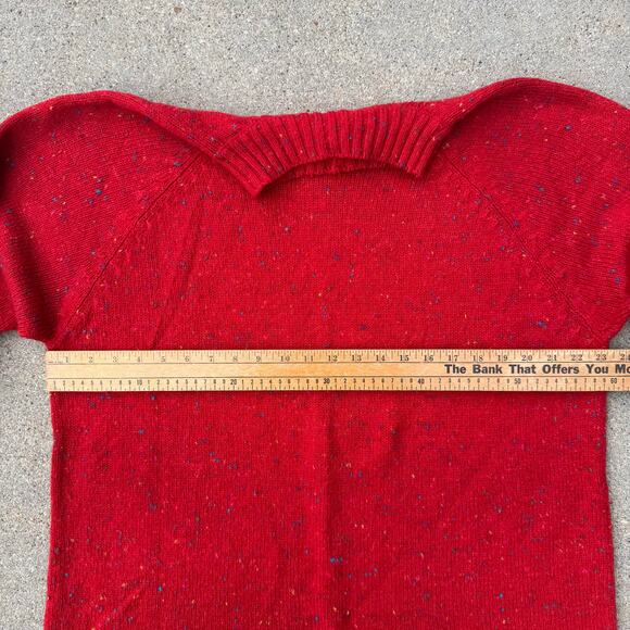 Vintage 90s Venezia Red Variegated Knit Sweater Mock Neck Acrylic Wool One Size - Picture 8 of 10